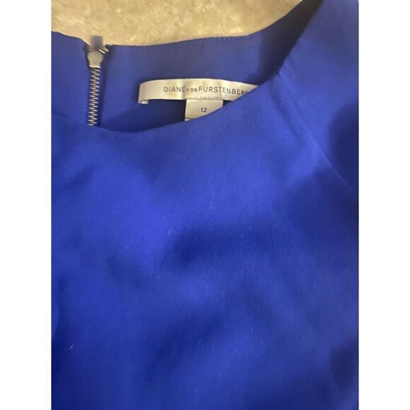 Diane Von Furstenberg 12 Career Exposed Zipper Blue Dress - Picture 2 of 7